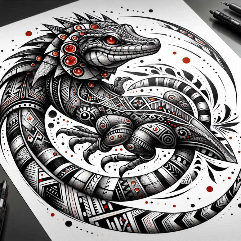 sobek tattoo design ideas Realism light play sacred creature stands for determination