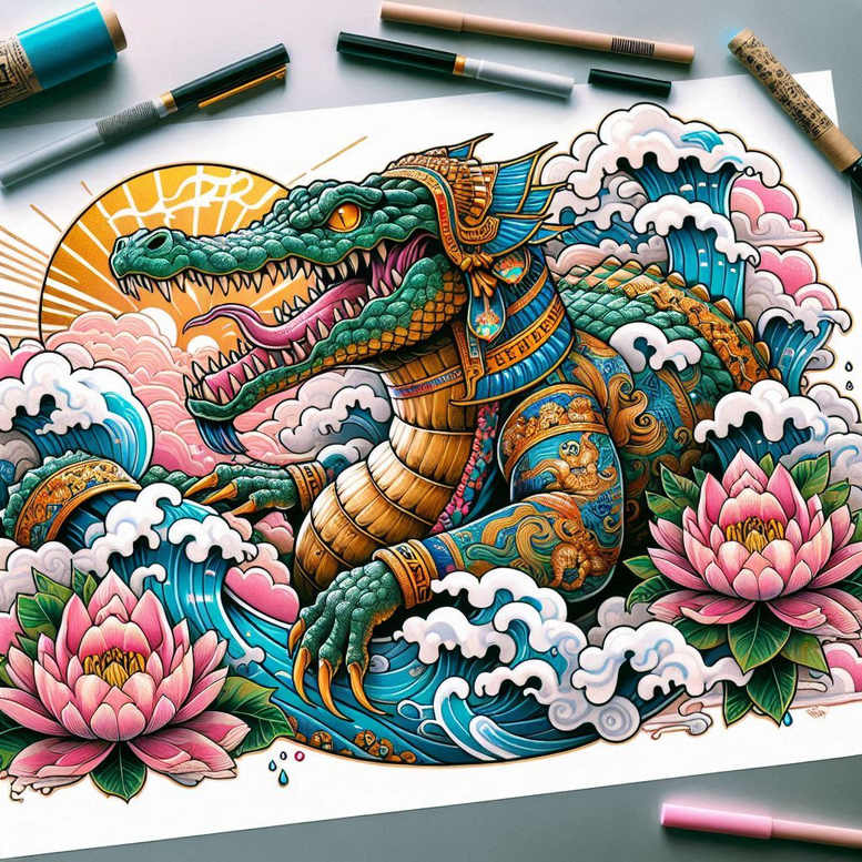 sobek tattoo design ideas true-to-life scale power stands for perseverance