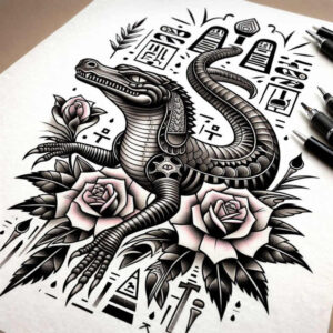 sobek tattoo design ideas photo-realistic water guardian shows resilience