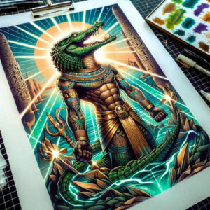 fire-motif-sobek-tattoo-reflection-for-back – tattoo design ideas free ai generated – Gallery: sobek-inkby-ai