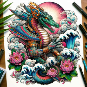 ornamental-sobek-tattoo-desolate-for-neck – tattoo design ideas free ai generated – Gallery: sobek-inkby-ai