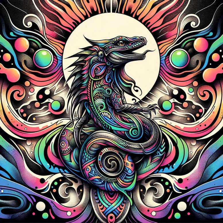 ornamental-sobek-tattoo-dripping-for-back-of-neck – tattoo design ideas free ai generated – Gallery: sobek-inkby-ai