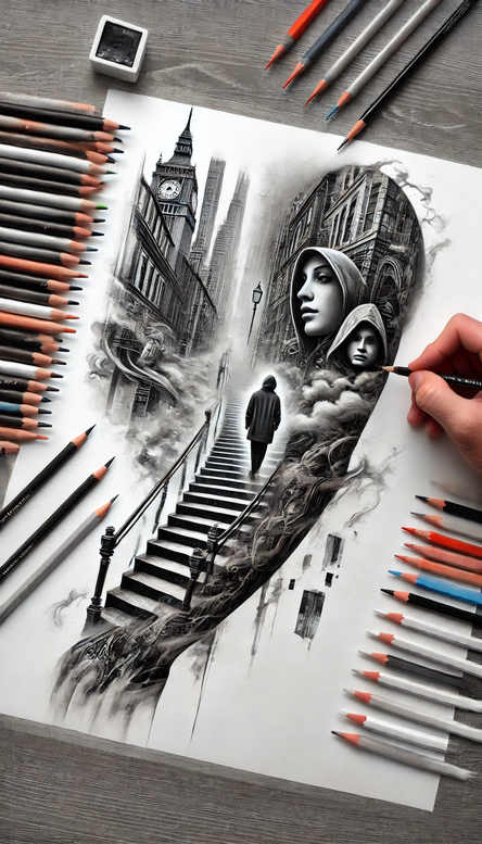 stairs tattoo design ideas Surrealism blurred boundaries symbolic motion for foot