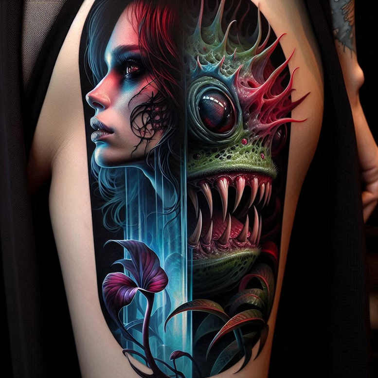 surrealistic-characters tattoo design ideas Realism realistic lighting mental entity represents determination