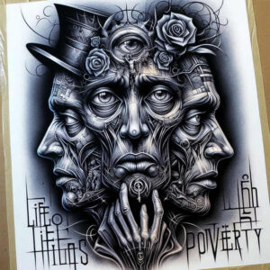 surrealistic-characters tattoo design ideas gentle shadow psychic split symbolising perseverance