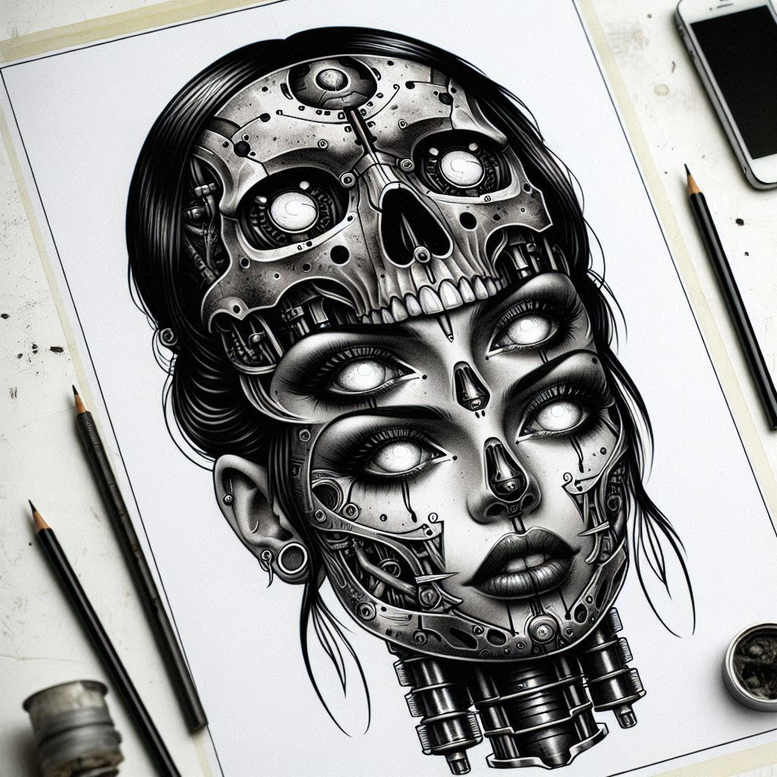 surrealistic-characters tattoo design ideas Realism micro detail unreal soul stands for resilience