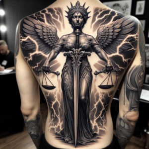 energy-themis-tattoo – tattoo design ideas free ai generated – realism-full-detail – for-stomach – Gallery: themis-inkby-ai