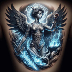 themis tattoo design ideas Realism refined lines judicial figure stands for endurance