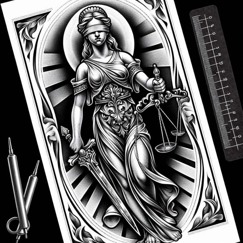 themis tattoo design ideas Surrealism surreal lighting universal fairness courage and power