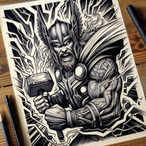 thor tattoo design ideas contrasting colors storm call for ankle
