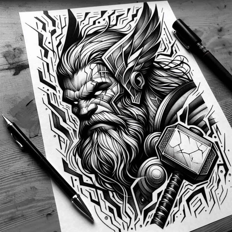 thor tattoo design ideas color overlays thunder strike meaning endurance
