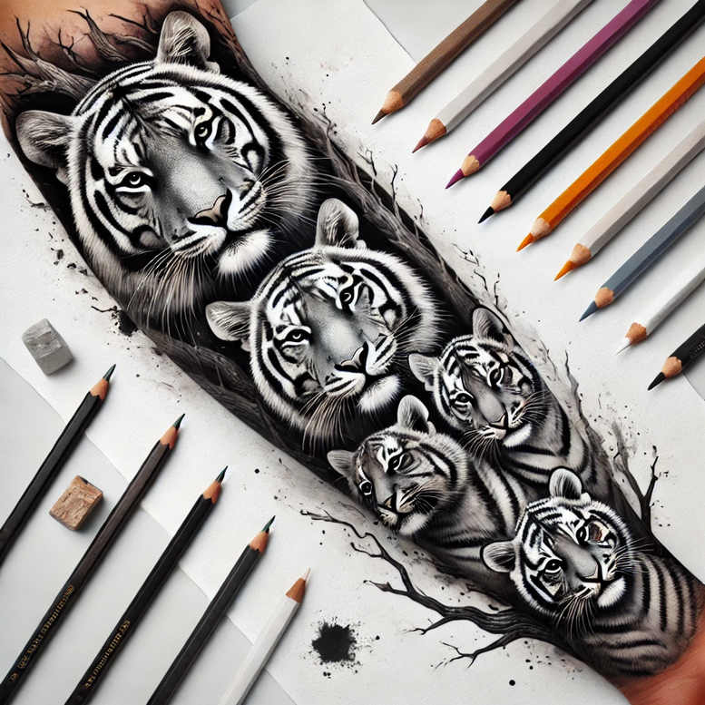 tigers tattoo design ideas Surrealism distorted reality predator stance for lower back