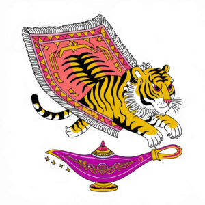 tiger-energy-motif – tattoo design ideas free ai generated – neotraditional-bold-texture – for-spine – Gallery: tigers-inkby-ai
