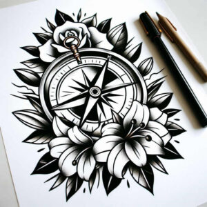 travels tattoo design ideas minimalist script symbolic compass meaning endurance