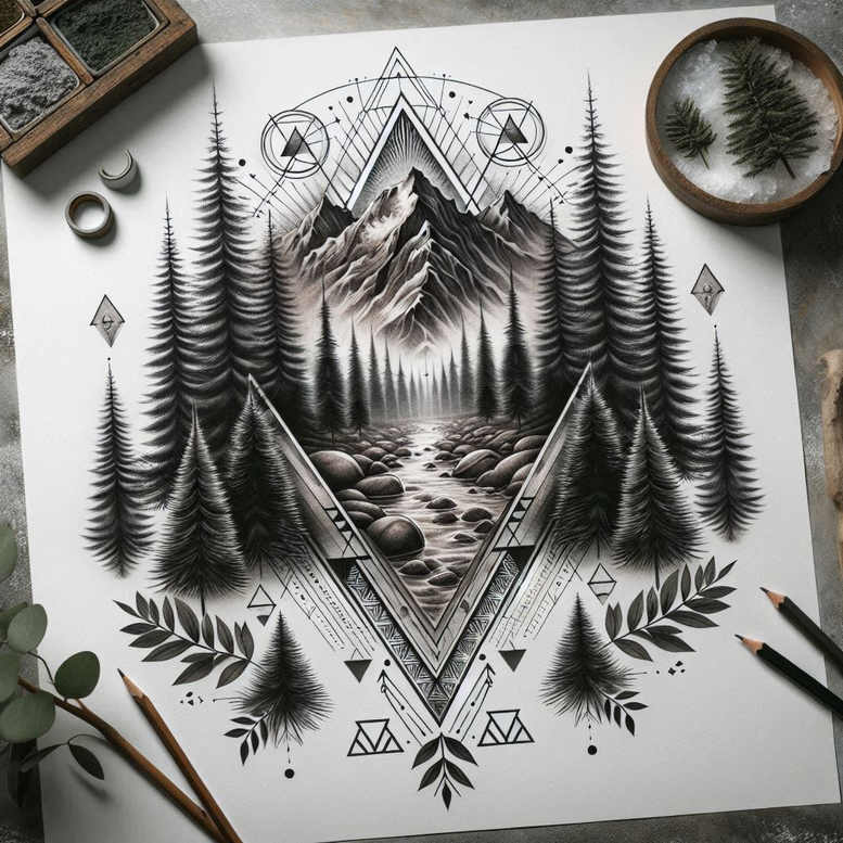trees tattoo design ideas Realism skin texture leaf detail shows perseverance