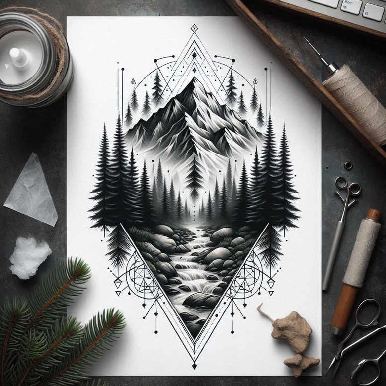 trees tattoo design ideas expressive color natural form for calf