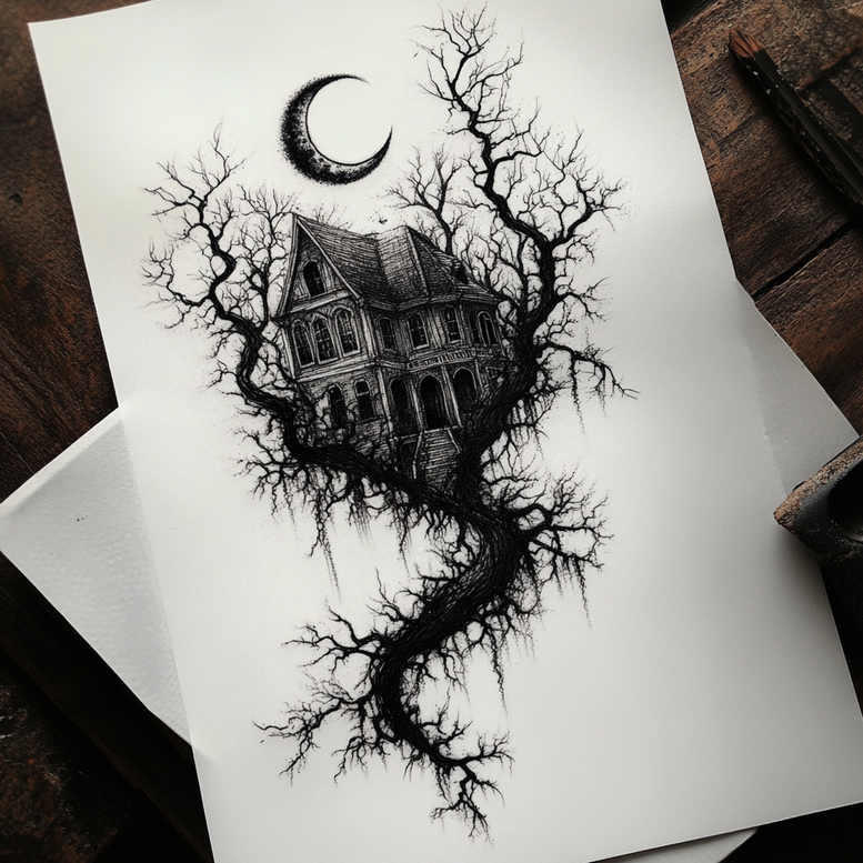 tree-geometric-detail-realism-realistic-contrast-for-elbow – tattoo design ideas free ai generated – Gallery: trees-inkby-ai
