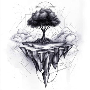 tree-rebirth-motif-surrealism-ethereal-for-lower-thigh – tattoo design ideas free ai generated – Gallery: trees-inkby-ai