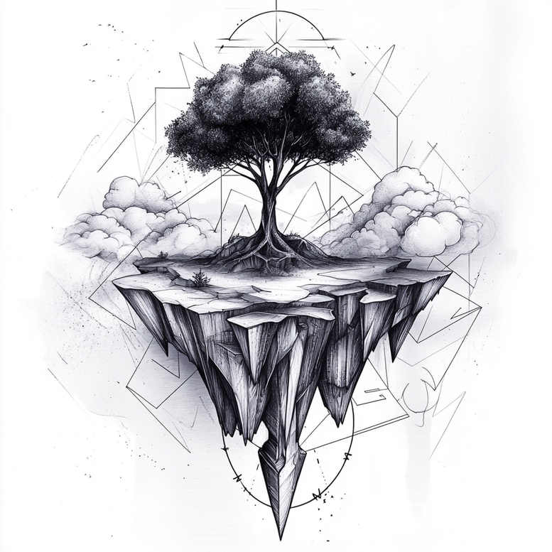 tree-rebirth-motif-surrealism-ethereal-for-lower-thigh – tattoo design ideas free ai generated – Gallery: trees-inkby-ai