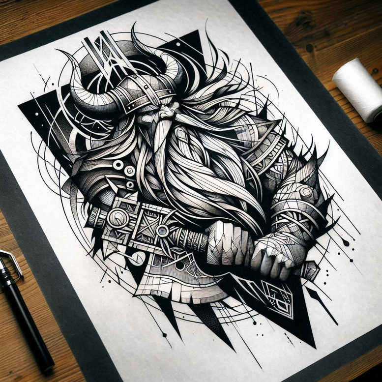 vikings tattoo design ideas Surrealism vibrant contrasts longboat pride for scapula