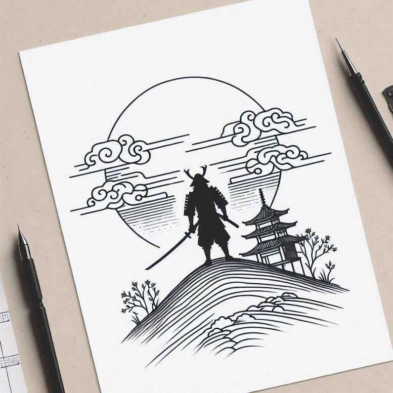 honor-motif-tattoo-neotraditional-clean-fill-for-temple – tattoo design ideas free ai generated – Gallery: warriors-asia-inkby-ai