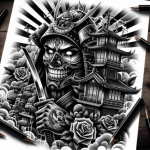 honor-motif-tattoo-realism-balanced-light-for-temple – tattoo design ideas free ai generated – Gallery: warriors-asia-inkby-ai