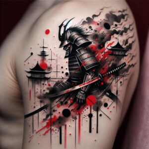 warriors-asia tattoo design ideas Surrealism symbolic motifs Asian strength for spine