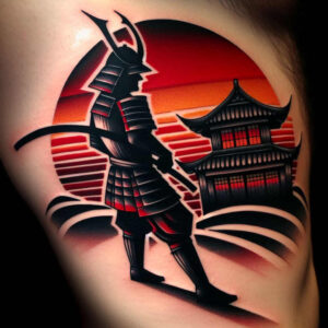 warriors-asia tattoo design ideas bold color blocks cultural guardian shows strength