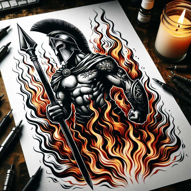 warrior-war-motif-neotraditional-textured-shading-for-toe – tattoo design ideas free ai generated – Gallery: warriors-inkby-ai