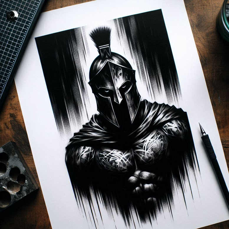 spartan-with-helmet-surrealism-melted-shapes-for-foot – tattoo design ideas free ai generated – Gallery: warriors-greece-inkby-ai