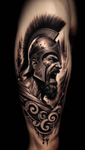hoplite-honor-motif-neotraditional-bold-texture-for-stomach – tattoo design ideas free ai generated – Gallery: warriors-greece-inkby-ai