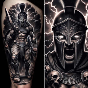 spartan-with-detail-neotraditional-bold-highlights-for-upper-back – tattoo design ideas free ai generated – Gallery: warriors-greece-inkby-ai