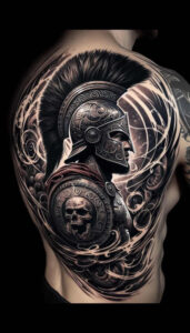 spartan-bravery-symbol-realism-glowing-edges-for-calf – tattoo design ideas free ai generated – Gallery: warriors-greece-inkby-ai