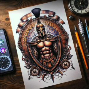 hoplite-artistic-detail-neotraditional-smooth-gradients-for-collarbone – tattoo design ideas free ai generated – Gallery: warriors-greece-inkby-ai