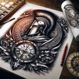 spartan-spirit-motif-surrealism-shimmering-forms-for-stomach – tattoo design ideas free ai generated – Gallery: warriors-greece-inkby-ai