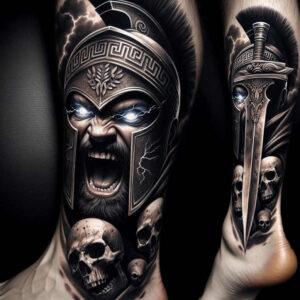 hoplite-with-shield-realism-clean-background-for-upper-thigh – tattoo design ideas free ai generated – Gallery: warriors-greece-inkby-ai