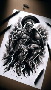 warrior-in-art-neotraditional-rich-shading-for-wrist-side – tattoo design ideas free ai generated – Gallery: warriors-greece-inkby-ai
