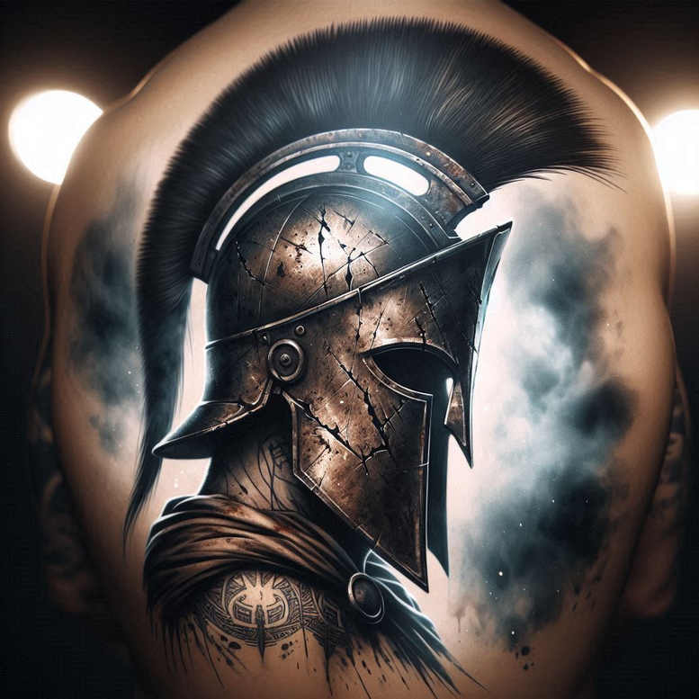 spartan-with-ornamental-details-surrealism-ethereal-textures-for-lower-chest – tattoo design ideas free ai generated – Gallery: warriors-greece-inkby-ai