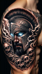 spartan-with-runes-surrealism-phantom-for-shoulder – tattoo design ideas free ai generated – Gallery: warriors-greece-inkby-ai