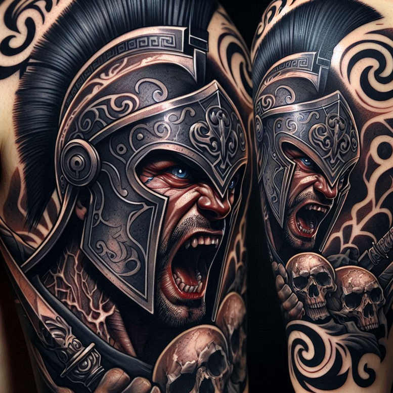 spartan-tattoo-realism-rich-blacks-for-spine – tattoo design ideas free ai generated – Gallery: warriors-greece-inkby-ai