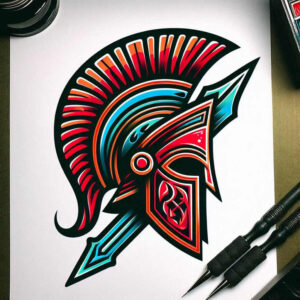 spartan-bravery-symbol-neotraditional-clean-fill-for-abdomen – tattoo design ideas free ai generated – Gallery: warriors-greece-inkby-ai