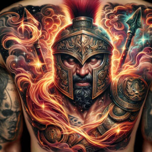 hoplite-honor-motif-realism-precise-anatomy-for-foot – tattoo design ideas free ai generated – Gallery: warriors-greece-inkby-ai