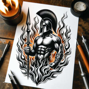 warrior-with-light-effect-neotraditional-refined-color-palette-for-wrist-side – tattoo design ideas free ai generated – Gallery: warriors-greece-inkby-ai