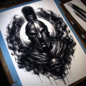 spartan-with-ornamental-details-realism-ink-layering-for-fingers – tattoo design ideas free ai generated – Gallery: warriors-greece-inkby-ai