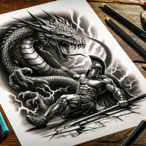 warriors-greece tattoo design ideas mirrored effect ancient protector shows courage