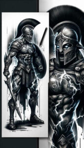 warriors-greece tattoo design ideas wide-angle Greco tattoo for nape