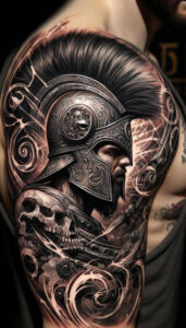 warriors-greece tattoo design ideas real-life shading heroic charge represents courage