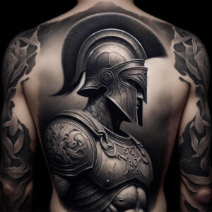 warriors-greece tattoo design ideas artistic shading Hoplite stance for shoulder