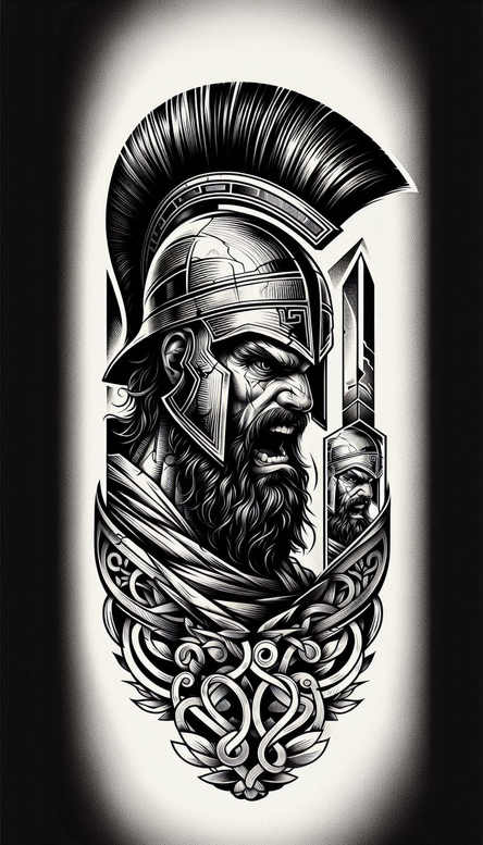 warriors-greece tattoo design ideas Realism light play noble might represents strength