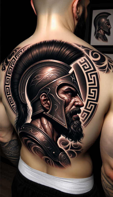 warriors-greece tattoo design ideas Realism natural look Spartan warrior for upper shoulder